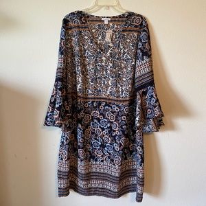 NWT Dress Barn Long Bell Sleeve Dress